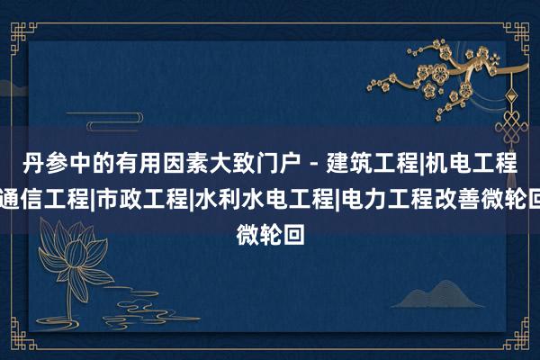 丹参中的有用因素大致门户 - 建筑工程|机电工程|通信工程|市政工程|水利水电工程|电力工程改善微轮回